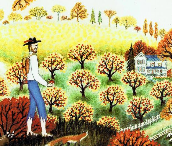 celebrate-picture-books-picture-book-review-johnny-appleseed-kathy-jakobsen-in-an-apple-orchard