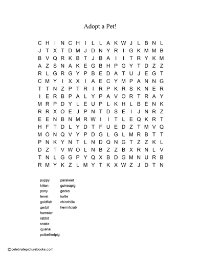 CPB - Pet Day Word Search