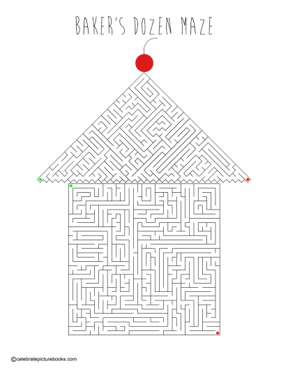 celebrate-picture-books-picture-book-review-baker's-dozen-maze