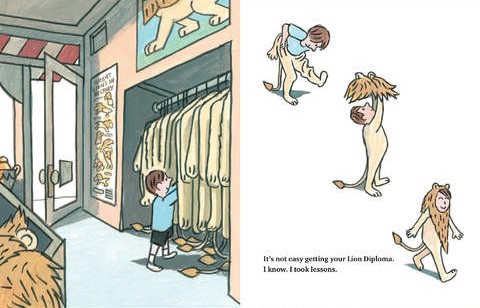 celebrate-picture-books-picture-book-review-lion-lessons-jon-agee-wearing-lion-costume