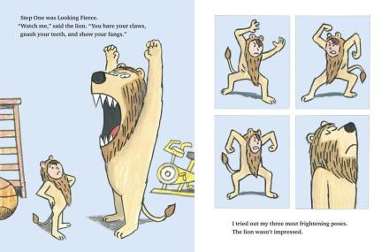 celebrate-picture-books-picture-book-review-lion-lessons-jon-agee-looking-fierce