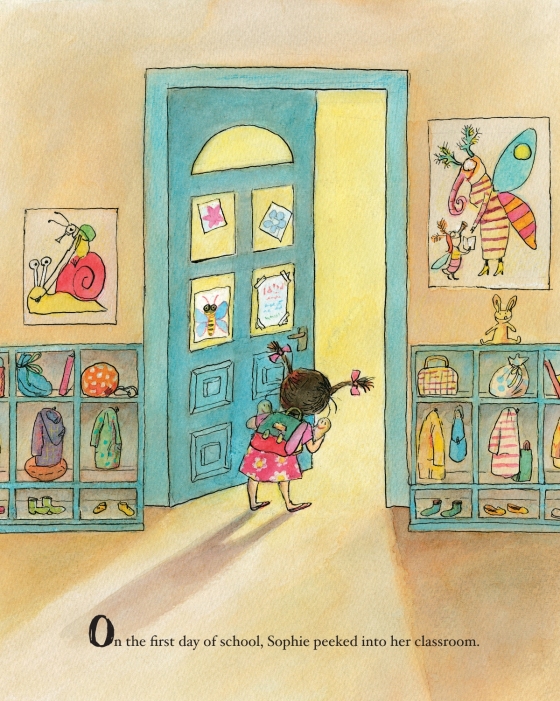 celebrate-picture-books-picture-book-review-sophie's-squash-go-to-school-peeking-in-classroom-door