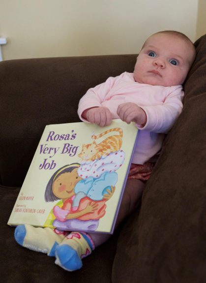 celebrate-picture-books-picture-book-review-interview-with-Ellen-Mayer-granddaughter-holding-book