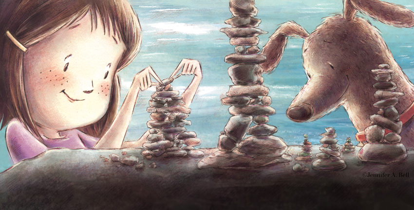 celebrate-picture-books-picture-book-review-rhoda's-rock-hunt-making-cairns