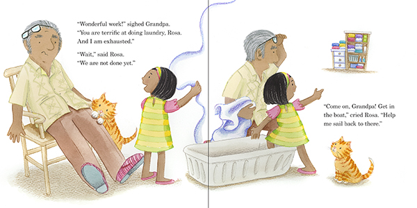 celebrate-picture-books-picture-book-review-rosa's-very-big-job-rosa-uses-basket-as-boat