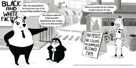 celebrate-picture-books-picture-book-review-the-black-and-white-factory-outside-factory