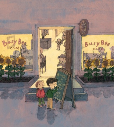 celebrate-picture-books-picture-book-review-on-the-farm-at-the-market-busy-bee-cafe