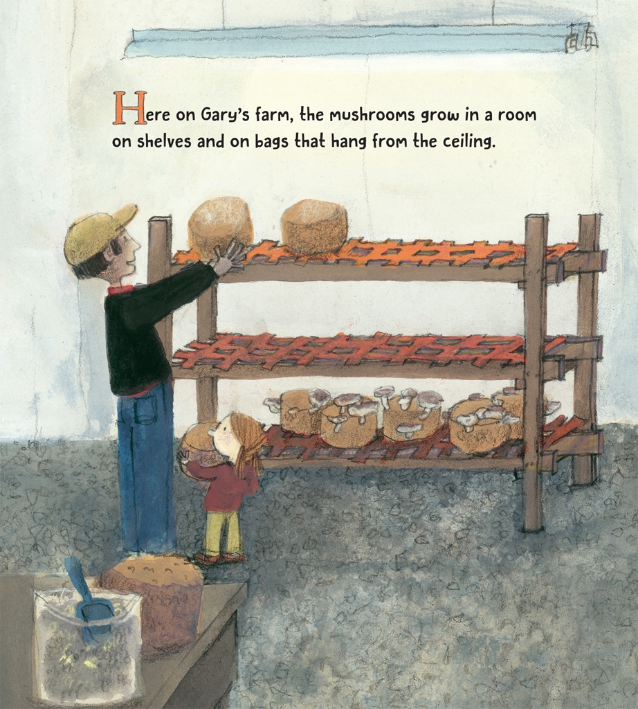 celebrate-picture-books-picture-book-review-on-the-farm-at-the-market-mushroom-farm