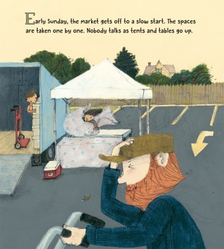 celebrate-picture-books-picture-book-review-on-the-farm-at-the-market-setting-up-stands