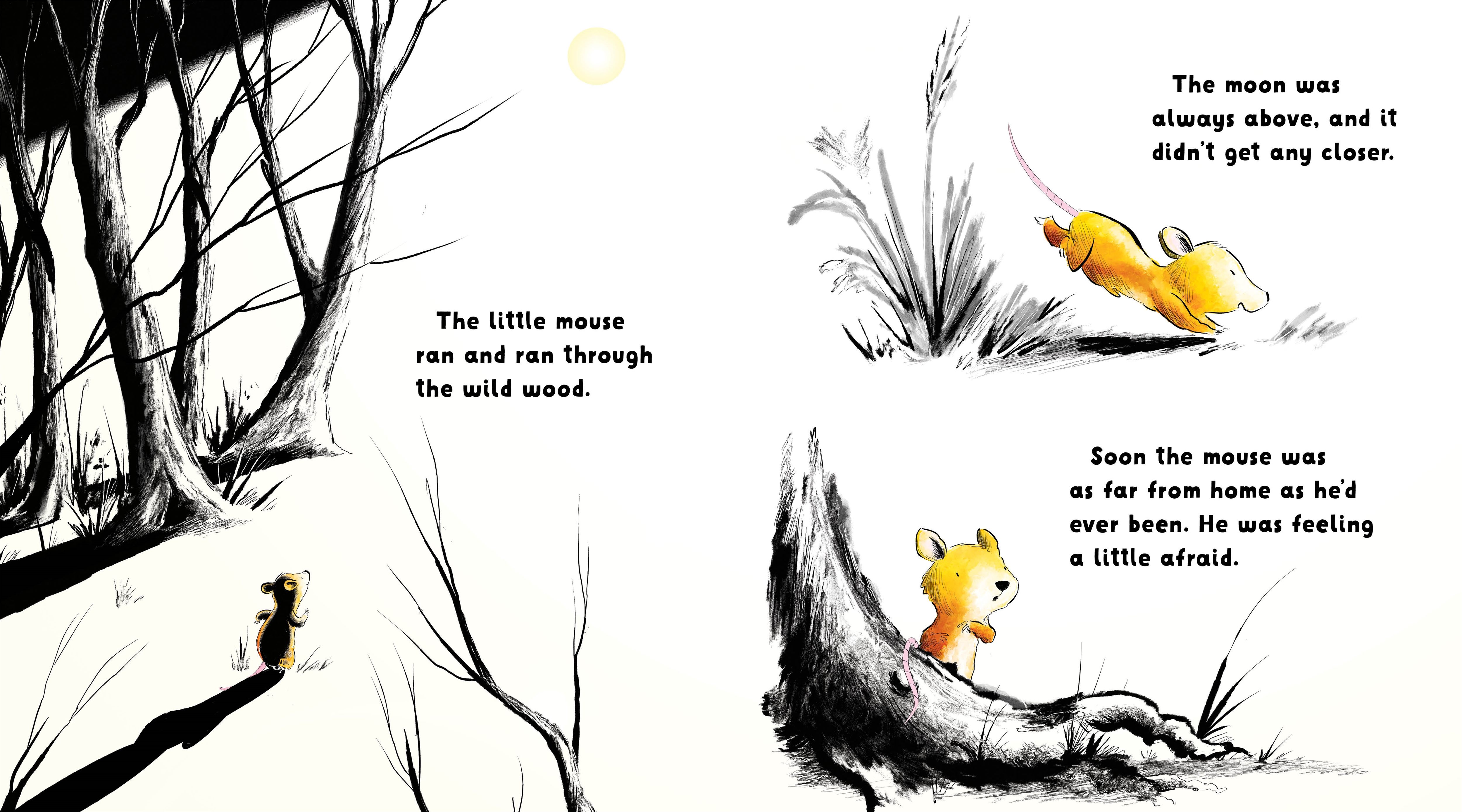 celebrate-picture-books-picture-book-review-the-mouse-and-the moon-mouse-runs-through-woods