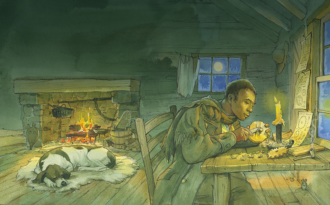 celebrate-picture-books-picture-book-review-ticktock-banneker's-clock-carving