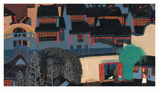 celebrate-picture-books-picture-book-review-a-new-year's-reunion-papa-decorating-house