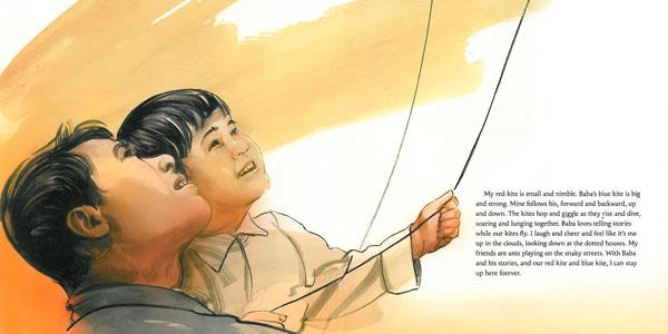 celebrate-picture-books-picture-book-review-red-kite-blue-kite-Tai-Shan-and-Baba-fly-kites