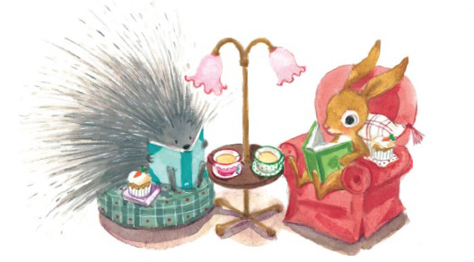celebrate-picture-books-picture-book-review-bunny's-book-club-porcupine and-bunny-read