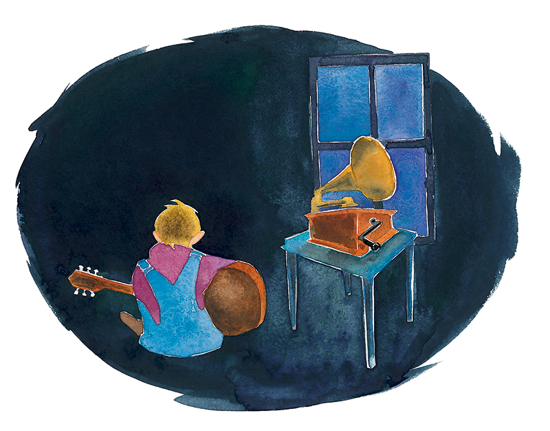 celebrate-picture-books-picture-book-review-talkin-guitar-listening-to-victrola