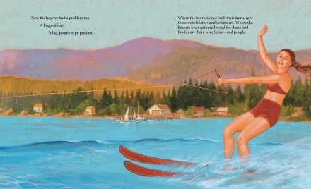 celebrate-picture-books-picture-book-review-the-skydiving-beavers-a-true-tale-water-skiing