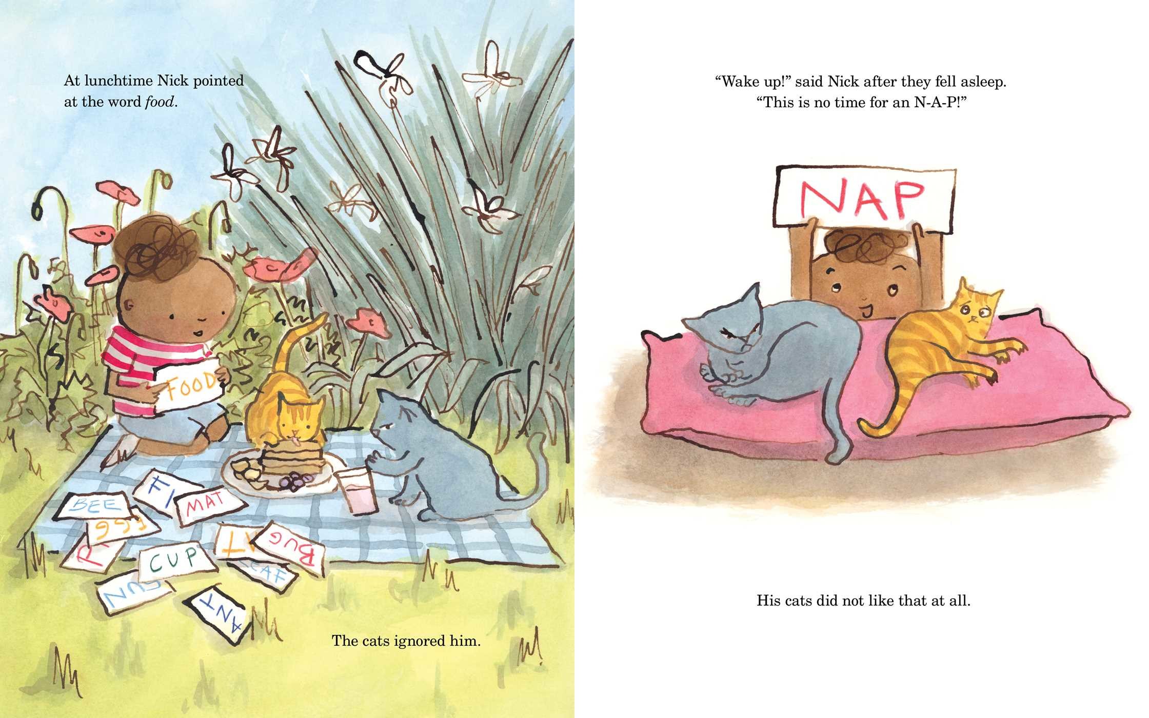 celebrate-picture-books-picture-book-review-the-summer-nick-taught-his-cats-to-read-food-flash-cards