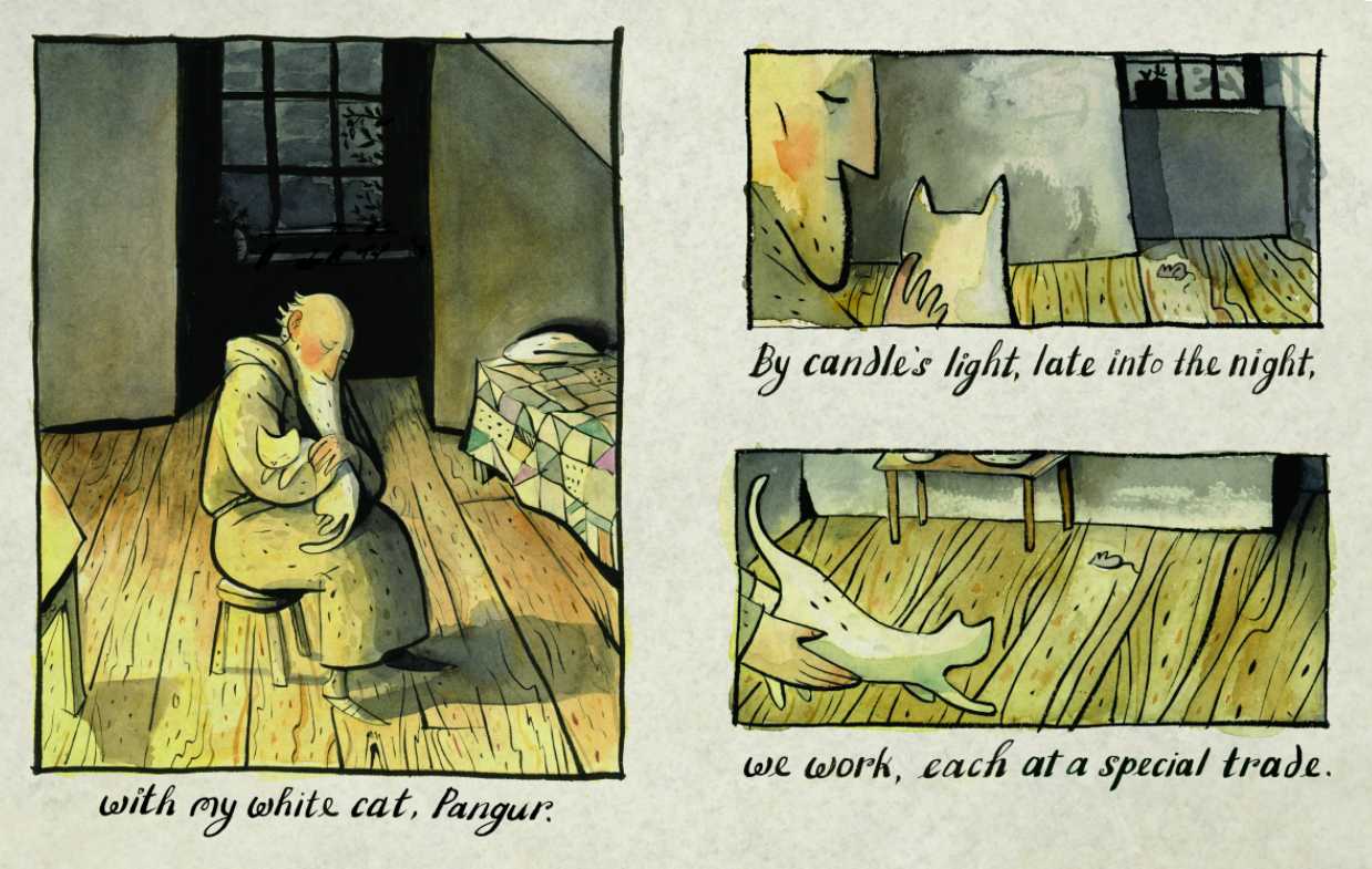celebrate-picture-books-picture-book-review-the-white-cat-and-the-monk-candle-light