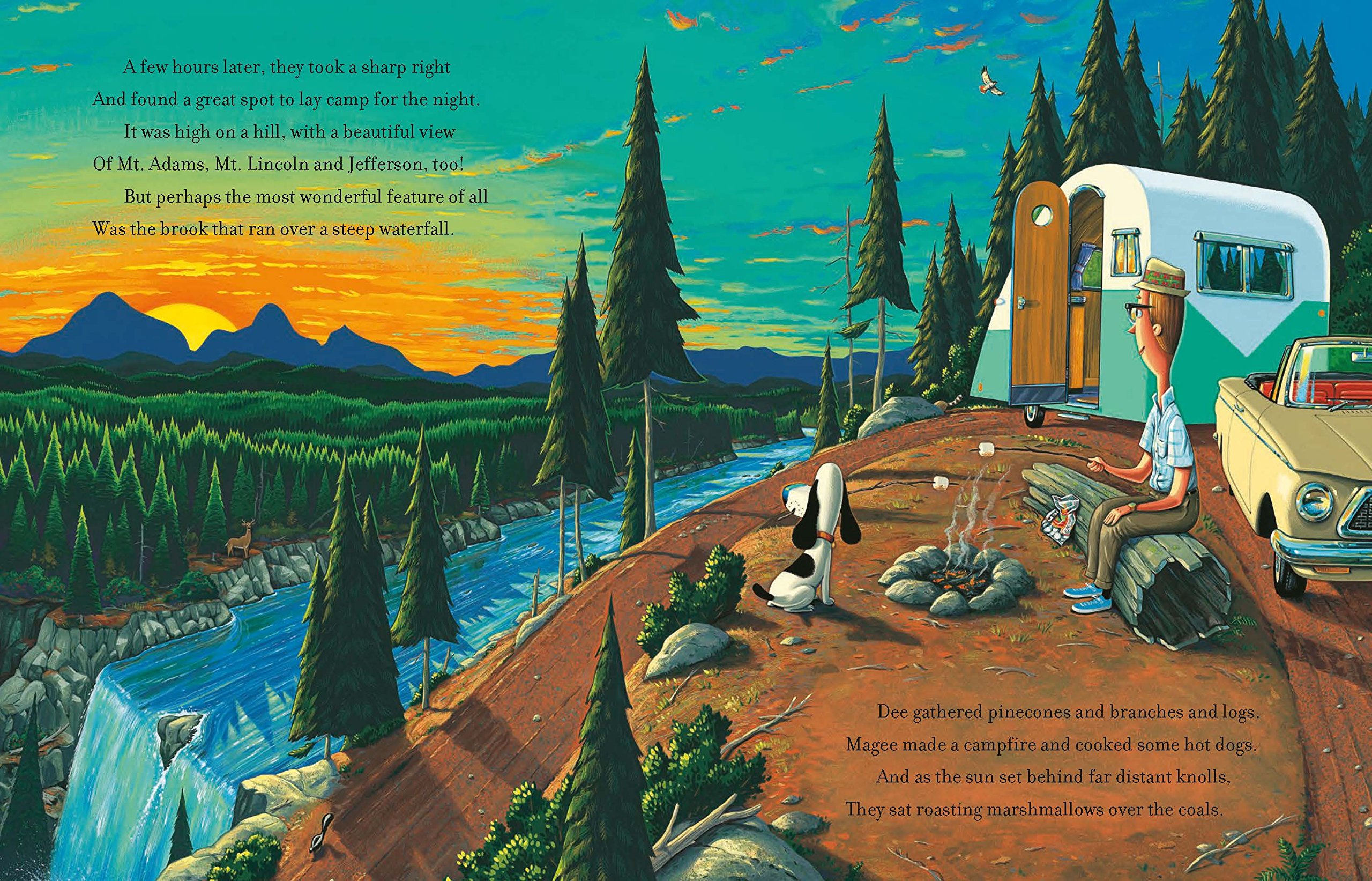 celebrate-picture-books-picture-book-review-a-camping-spree-with-mr-magee-sunset