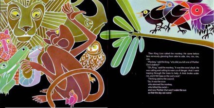 celebrate-picture-books-picture-book-review-why-mosquitoes-buzz-in-people's-ears-monkey-tells-council