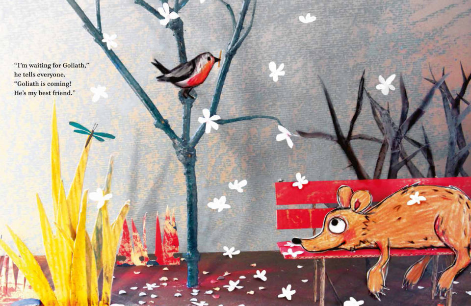 celebrate-picture-books-picture-book-review-Waiting-for-Goliath-robin-building-nest