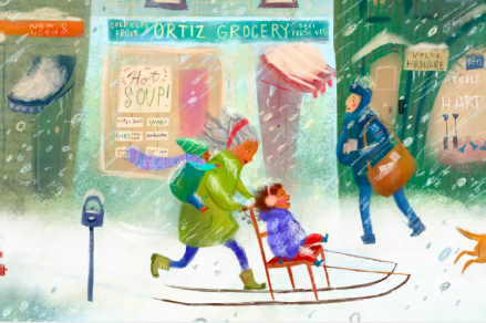 celebrate-picture-books-picture-book-review-when-the-snow-falls-sledding-with-grandma