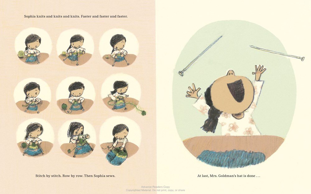 celebrate-picture-books-picture-book-review-a-hat-for-mrs.-goldman-sophia-finishes-hat