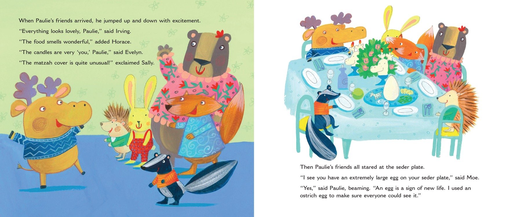 celebrate-picture-books-picture-book-review-paulie's-passover-predicament-seder-dinner