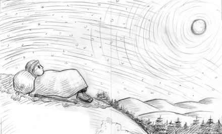 celebrate-picture-books-picture-book-review-grandma-gatewood-hikes-the-appalachian-trail-night-scene-sketch