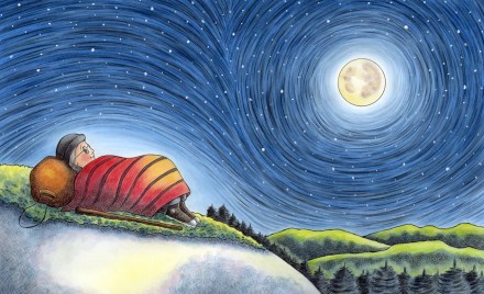 celebrate-picture-books-picture-book-review-grandma-gatewood-hikes-the-appalachian-trail-night-scene