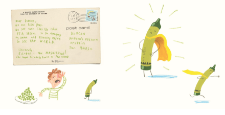 celebrate-picture-books-picture-book-review-the-day-the-crayons-came-home-pea-green-crayon