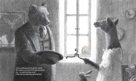 celebrate-picture-books-picture-book-review-the-tea-party-in-the-woods-kikko-peers-in-window