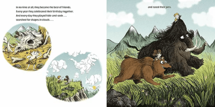 celebrate-picture-books-picture-book-review-cavekid-birthday-unwrapping-caveman-racing-pets