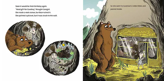 celebrate-picture-books-picture-book-review-cavekid-birthday-unwrapping-caveman-cavegirl