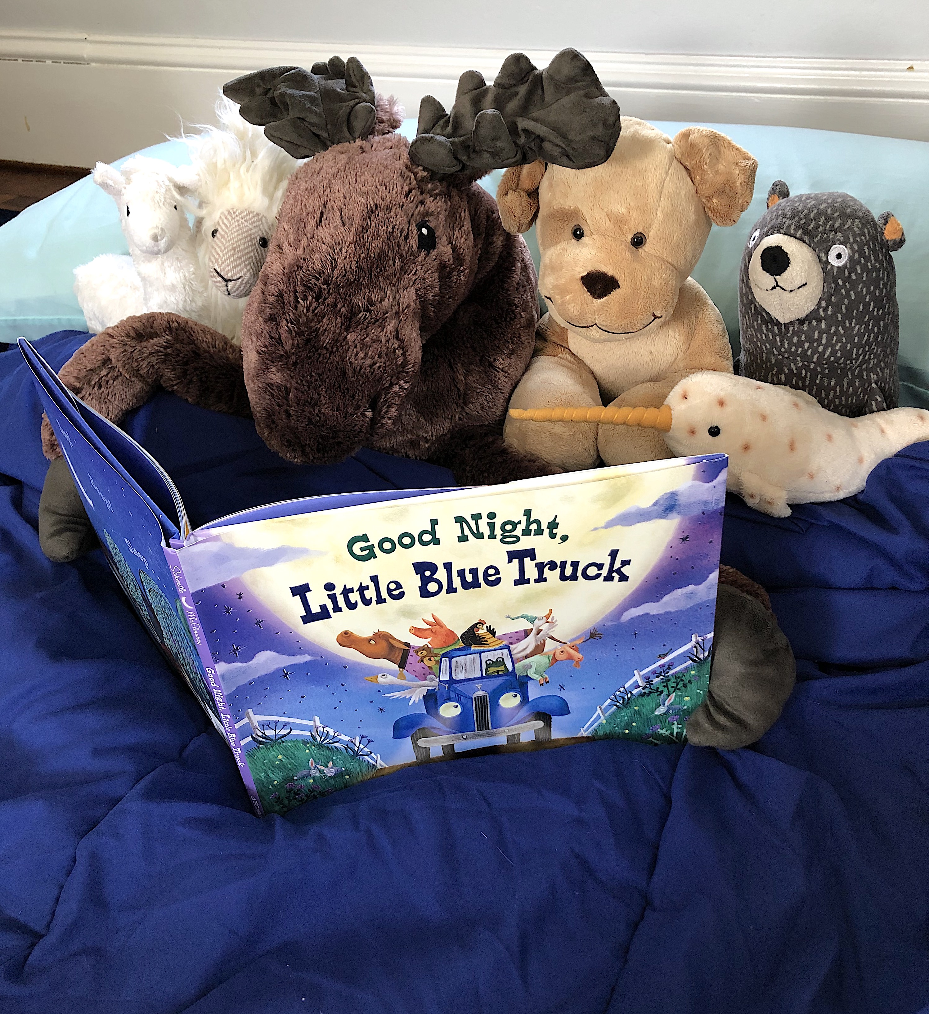 celebrate-picture-books-picture-book-review-good-night-little-blue-truck-pajama-party-reading-1