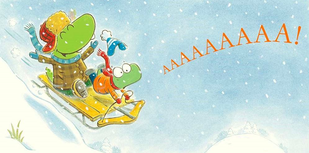 celebrate-picture-books-picture-book-review-croc-and-turtle-snow-fun-sledding