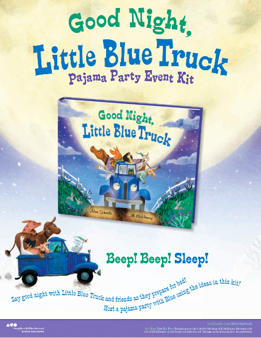 celebrate-picture-books-picture-book-review-Good-Night-Little-Blue-Truck-Pajama-Party-Kit