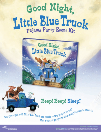 celebrate-picture-books-picture-book-review-Good-Night-Little-Blue-Truck-Pajama-Party-Kit