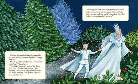 celebrate-picture-books-picture-book-review-why-evergreens-keep-their-leaves-frost-queen