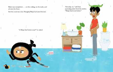 celebrate-picture-books-picture-book-review-naughty-ninja-takes-a-bath-flood