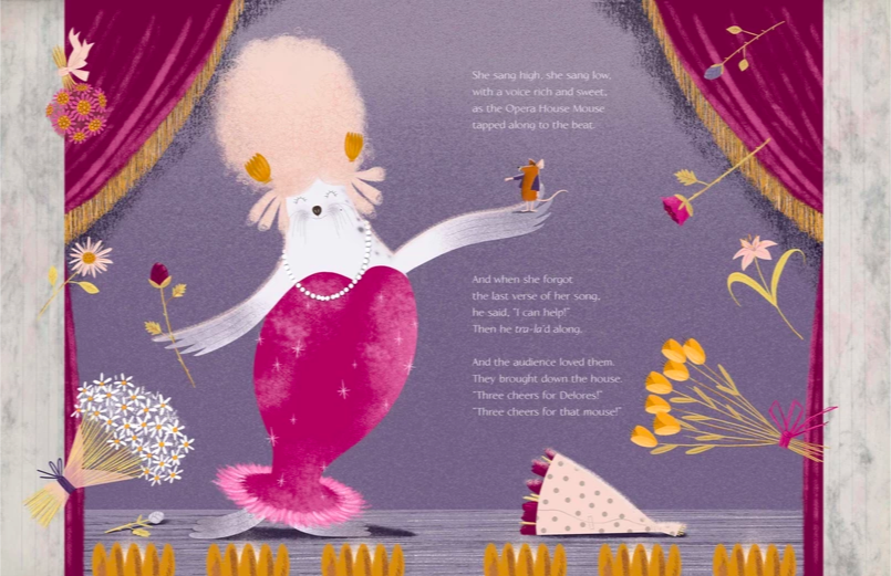 celebrate-picture-books-picture-book-review-diva-delores-and-the-opera-house-mouse-cheering