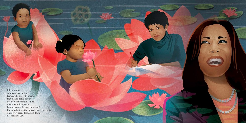 celebrate-picture-books-picture-book-review-kamala-harris-rooted-in-justice-lotus