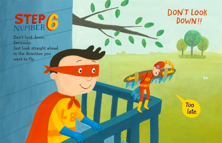 celebrate-picture-books-picture-book-review-ten-steps-to-flying-like-a-superhero-railing