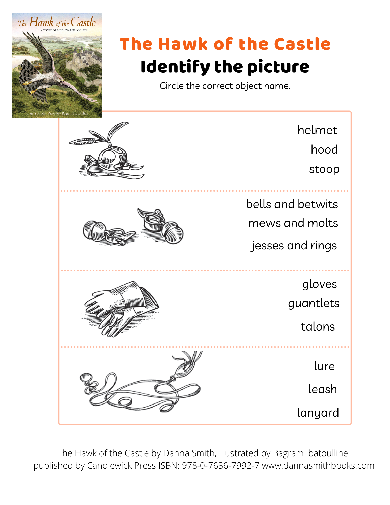 The Hawk of the Castle activity sheet questions