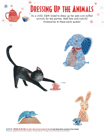 celebrate-picture-books-picture-book-review-Dressing-Up-the-Stars-activity-kit-dressing-animals