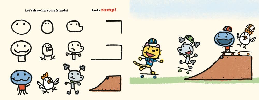 celebrate-picture-books-picture-book-review-how-to-draw-a-happy-cat-skateboard-ramp