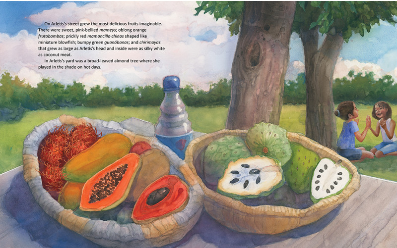 celebrate-picture-books-picture-book-review-Arletis-Abuelo-and-the-Message-in-a-Bottle-fruit