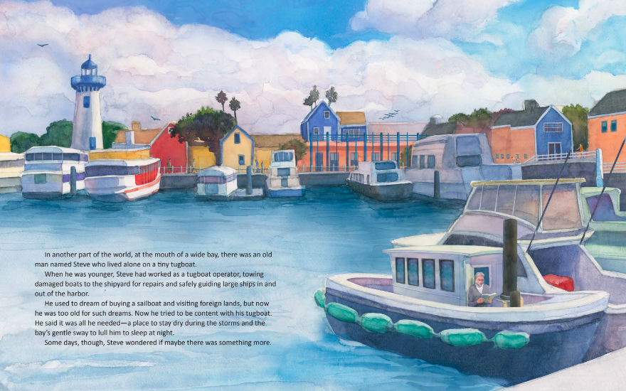 celebrate-picture-books-picture-book-review-Arletis-Abuelo-and-the-Message-in-a-Bottle-Steve-on-tug